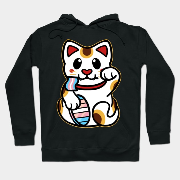 LGBTQ+ Pride Lucky Cat - Transgender Hoodie by leashonlife